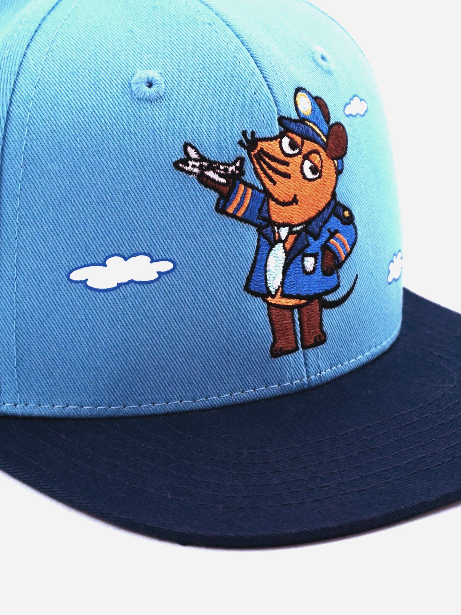 Detailansicht Front Snapback Die Maus als Pilot