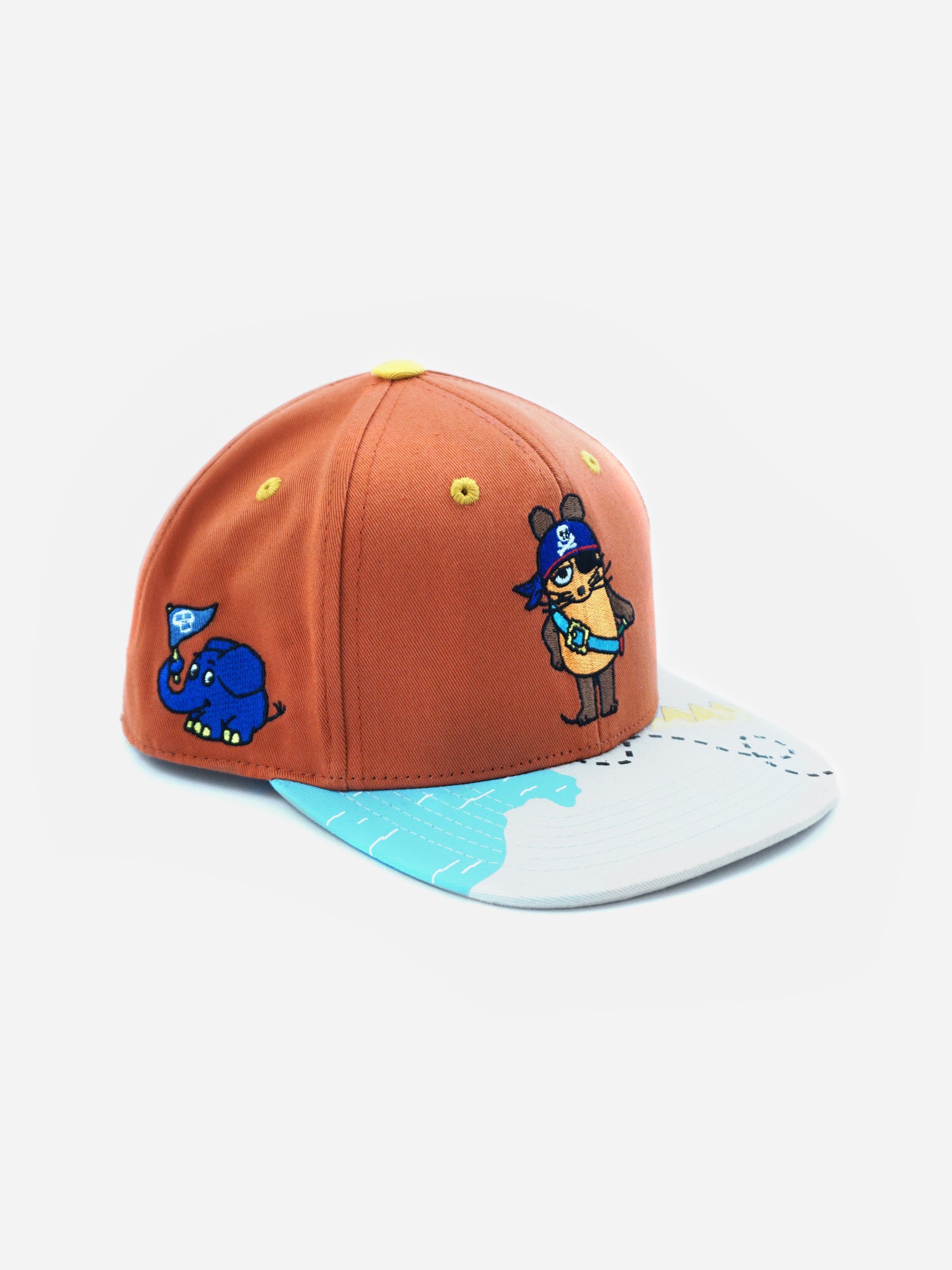 Basecap Snapback Die Maus Pirat seitliche Ansicht mit Maus und Elefant