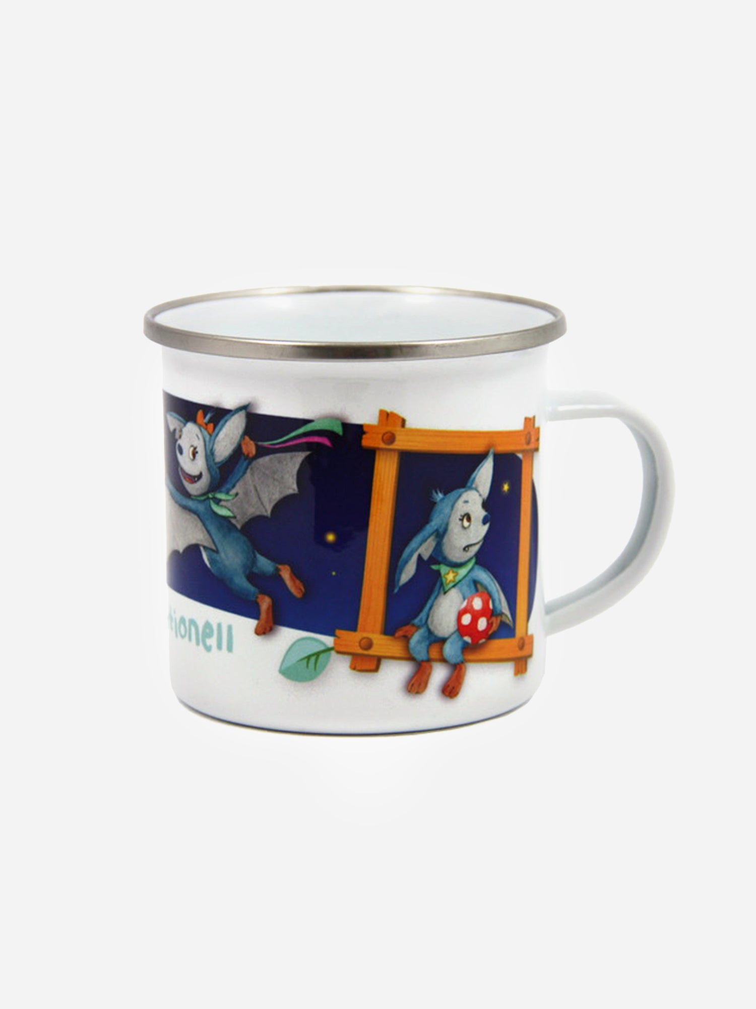 Emailletasse Fledermaus Fidi aus dem Baumhaus