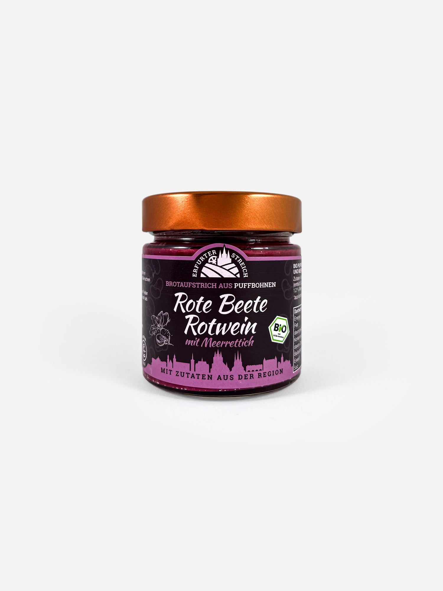 Puffbohnenaufstrich Rote Beete Rotwein mit Meerrettich Erfurter Streich