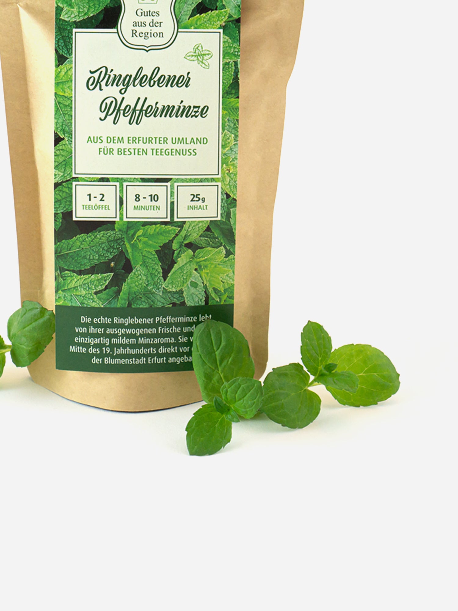 Ringlebener Pfefferminztee mit mildem Minzaroma Detailansicht