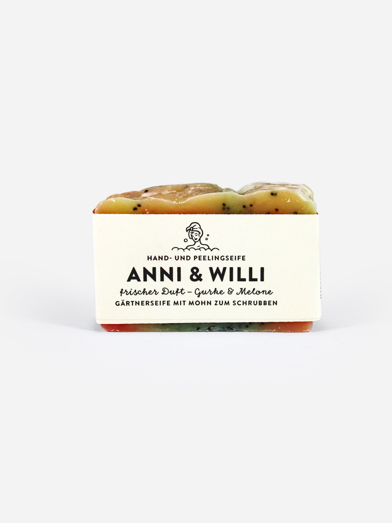 Handgemachte Gärtnerseife Anni & Willi mit Mohn zum Schrubben 50g