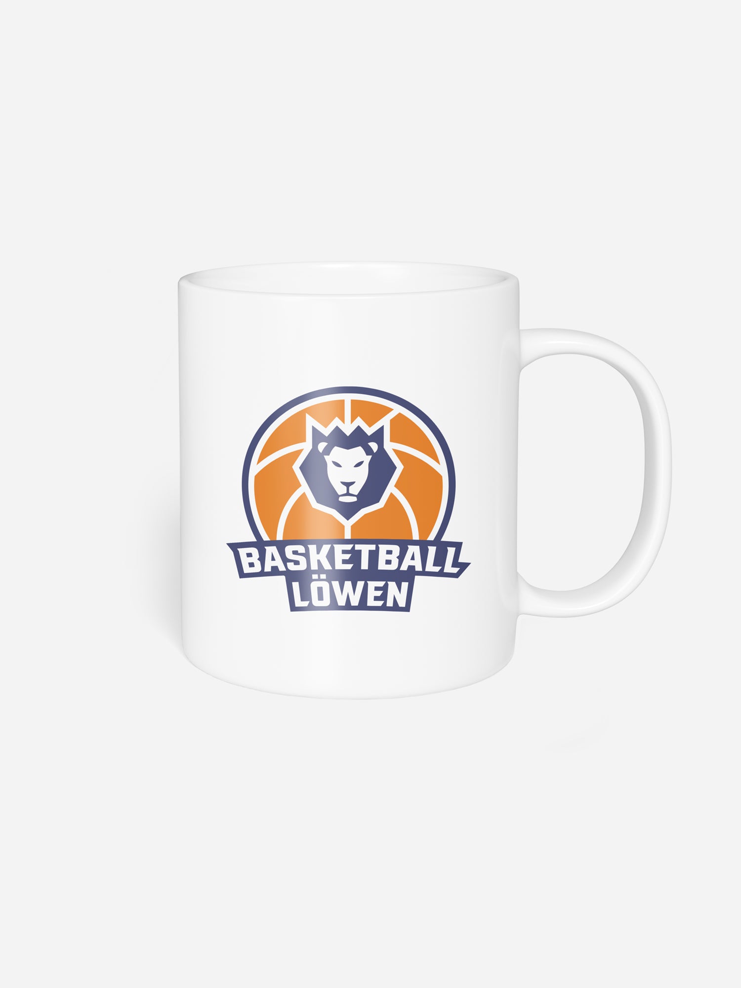 Tasse aus Porzellan mit dem Logo der Basketball Löwen Erfurts Frontansicht