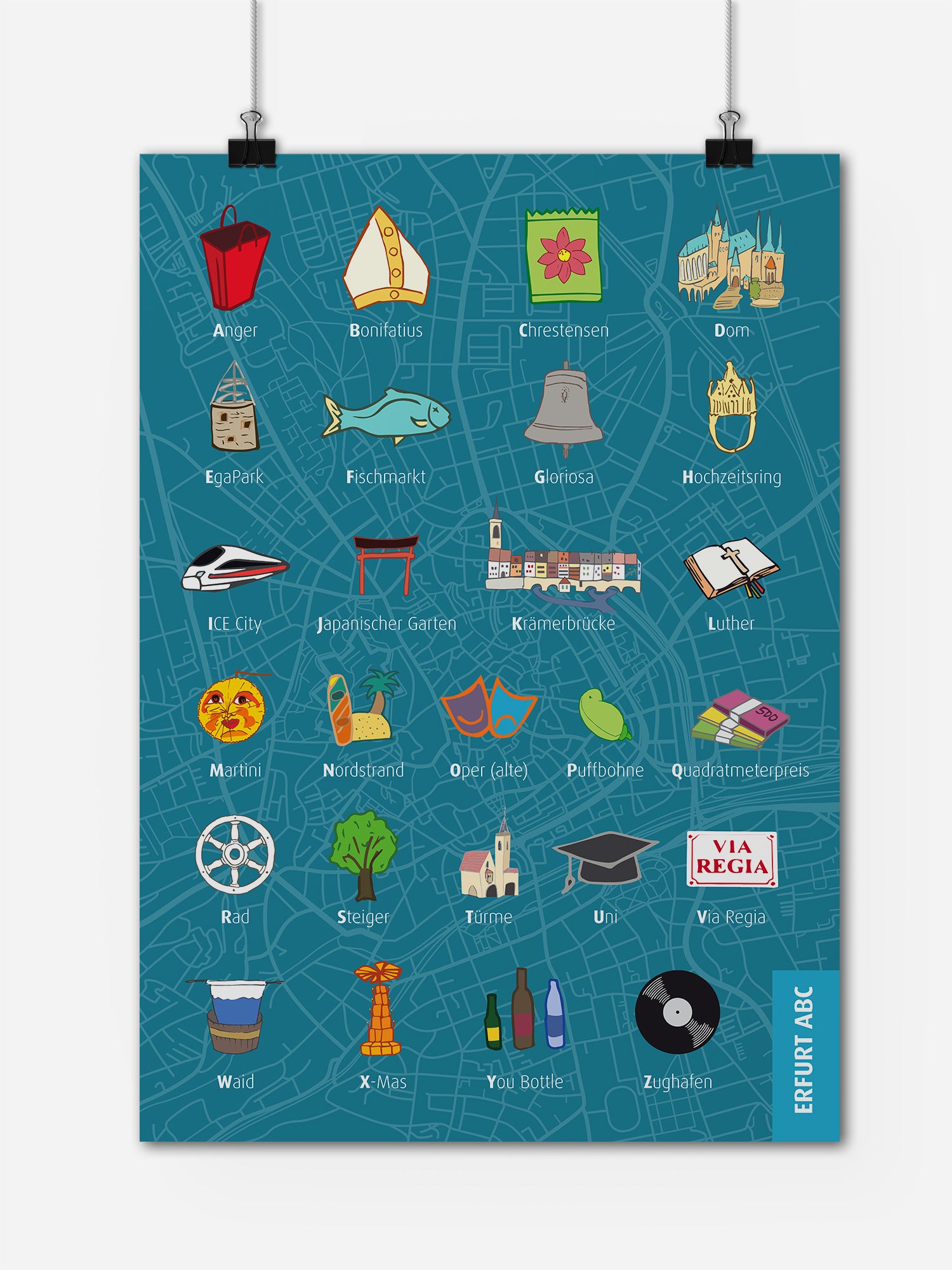 Poster Erfurt ABC 60cm x 40cm hängend