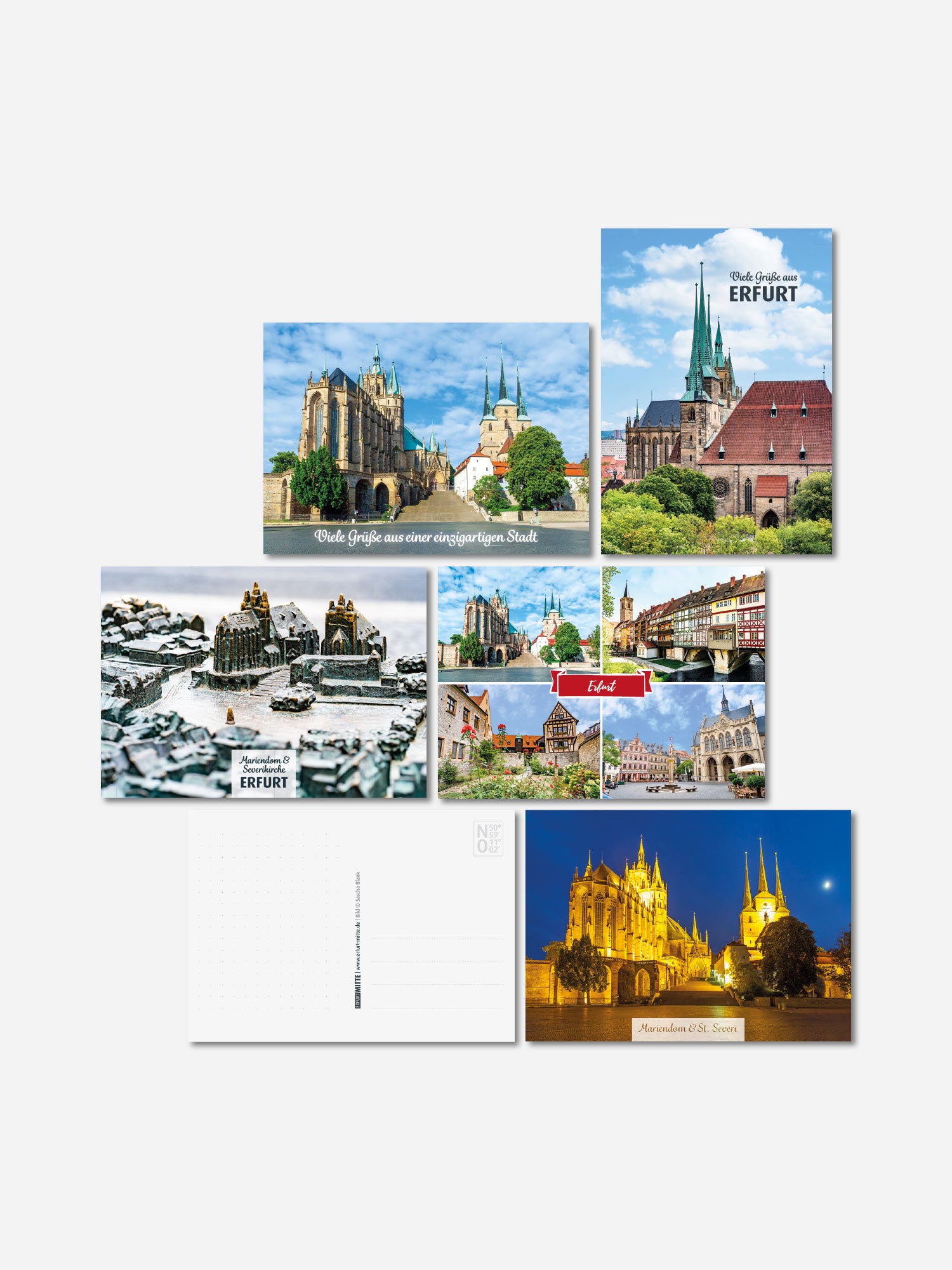 Postkarten Set Dom und St.Severi in Erfurt bestehend aus 5 Postkarten