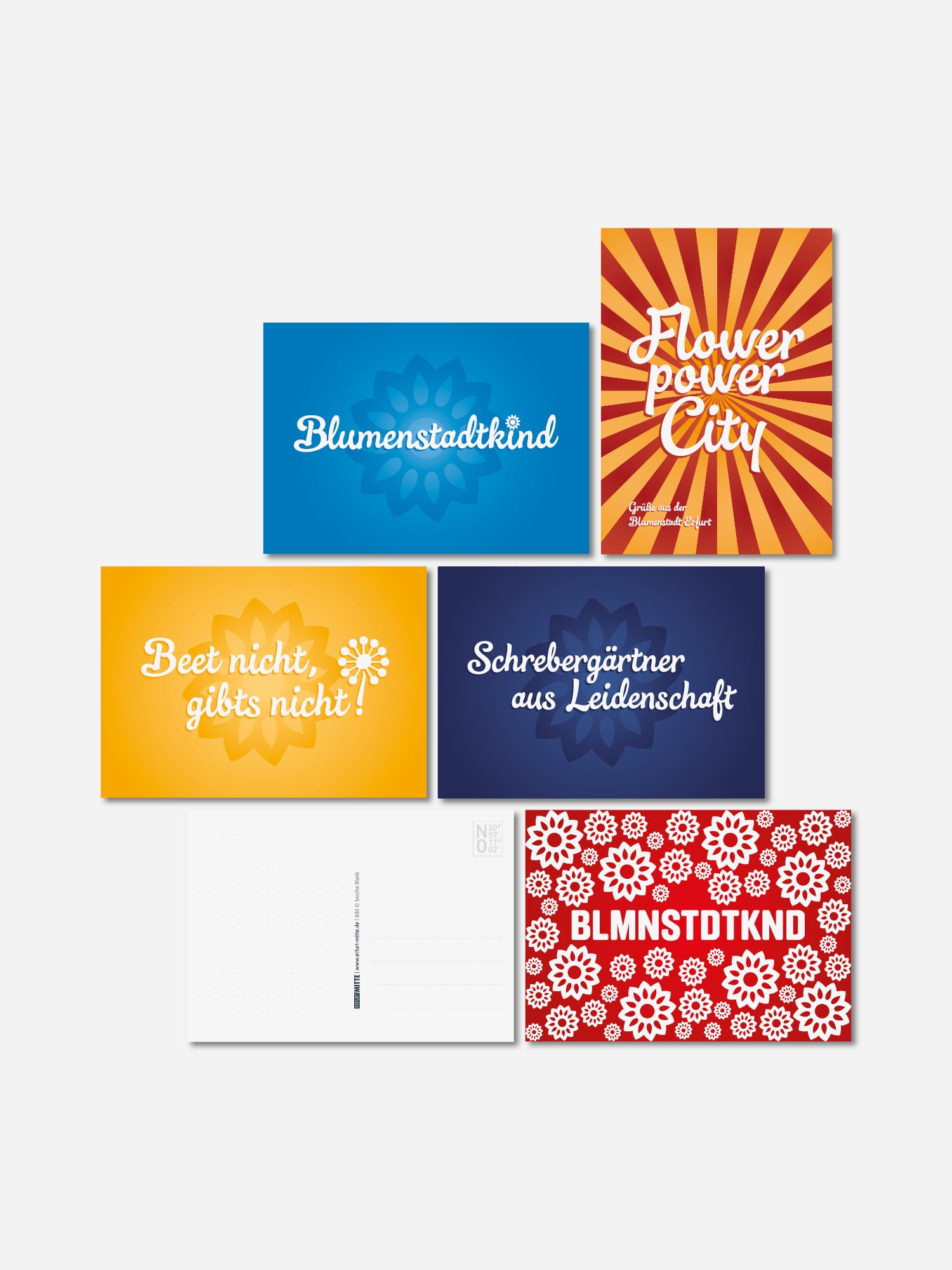 Postkarten Set Flower Power City Erfurt bestehend aus 5 Postkarten
