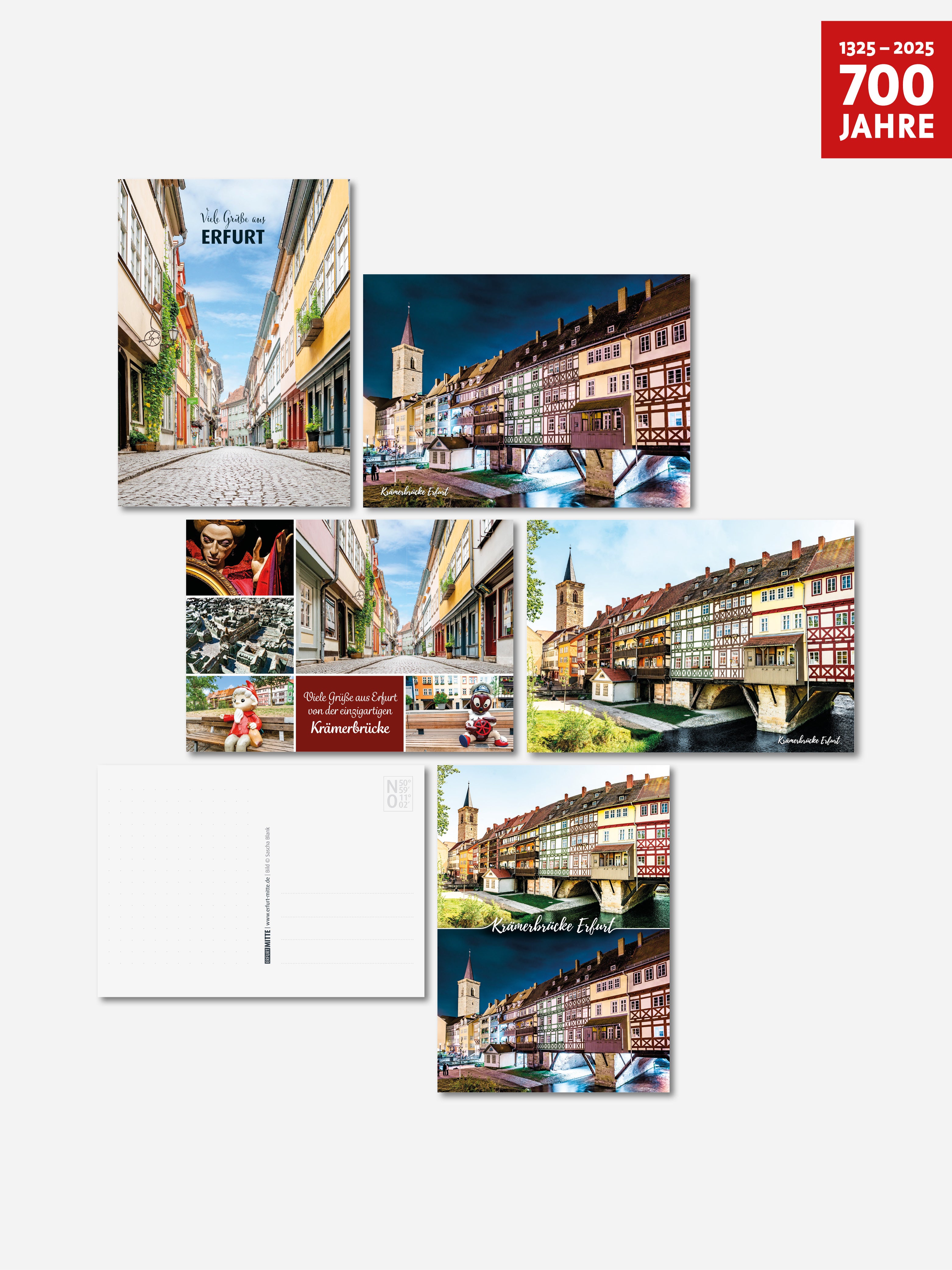 Postkarten Set Krämerbrücke Erfurt bestehend aus 5 Postkarten
