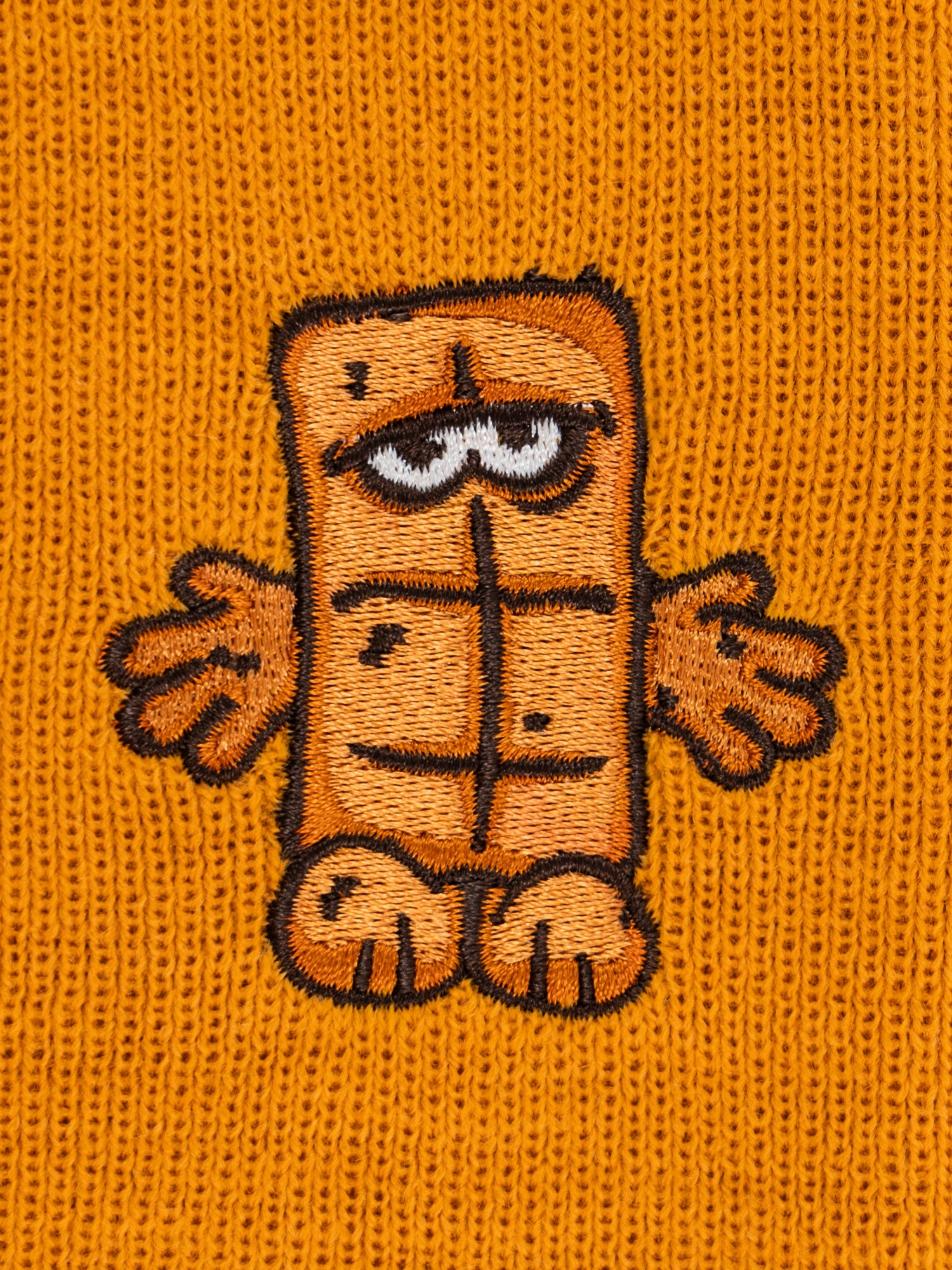 Bernd das Brot Mütze Detailansicht Stick