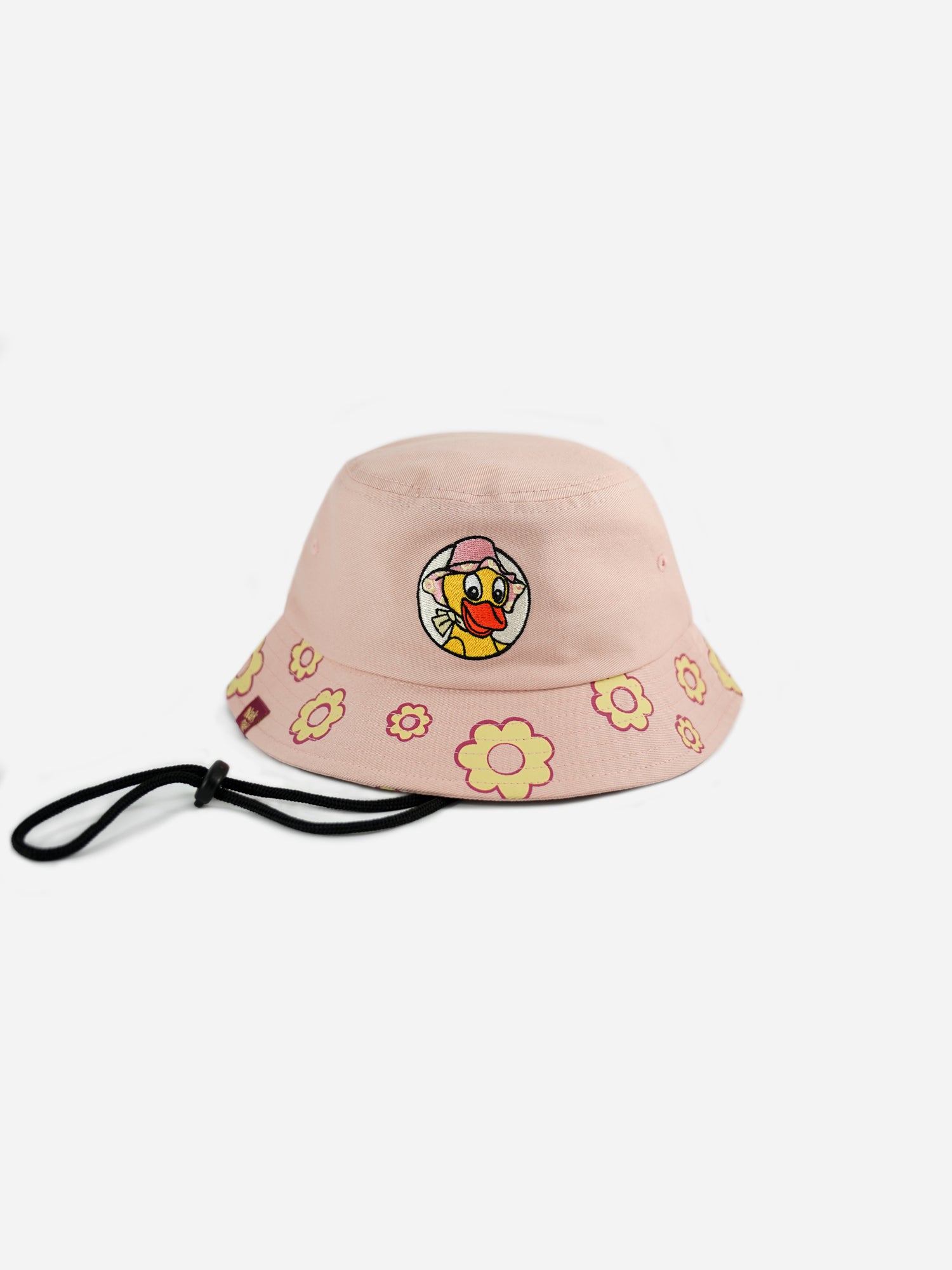 Bucket Hat Schnatterinchen in rosa mit Schnüren für Kinder Gesamtansicht
