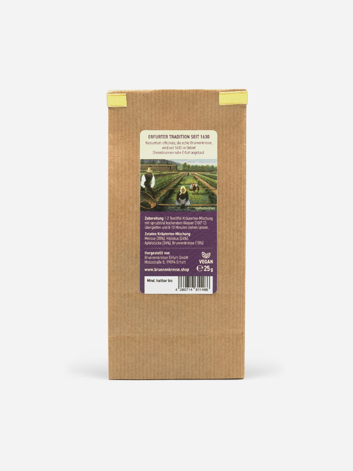 Brunnenkresse Tee - aromatischer Kräutertee aus Erfurter Brunnenkresse, Hibiskus, Melisse und Apfel