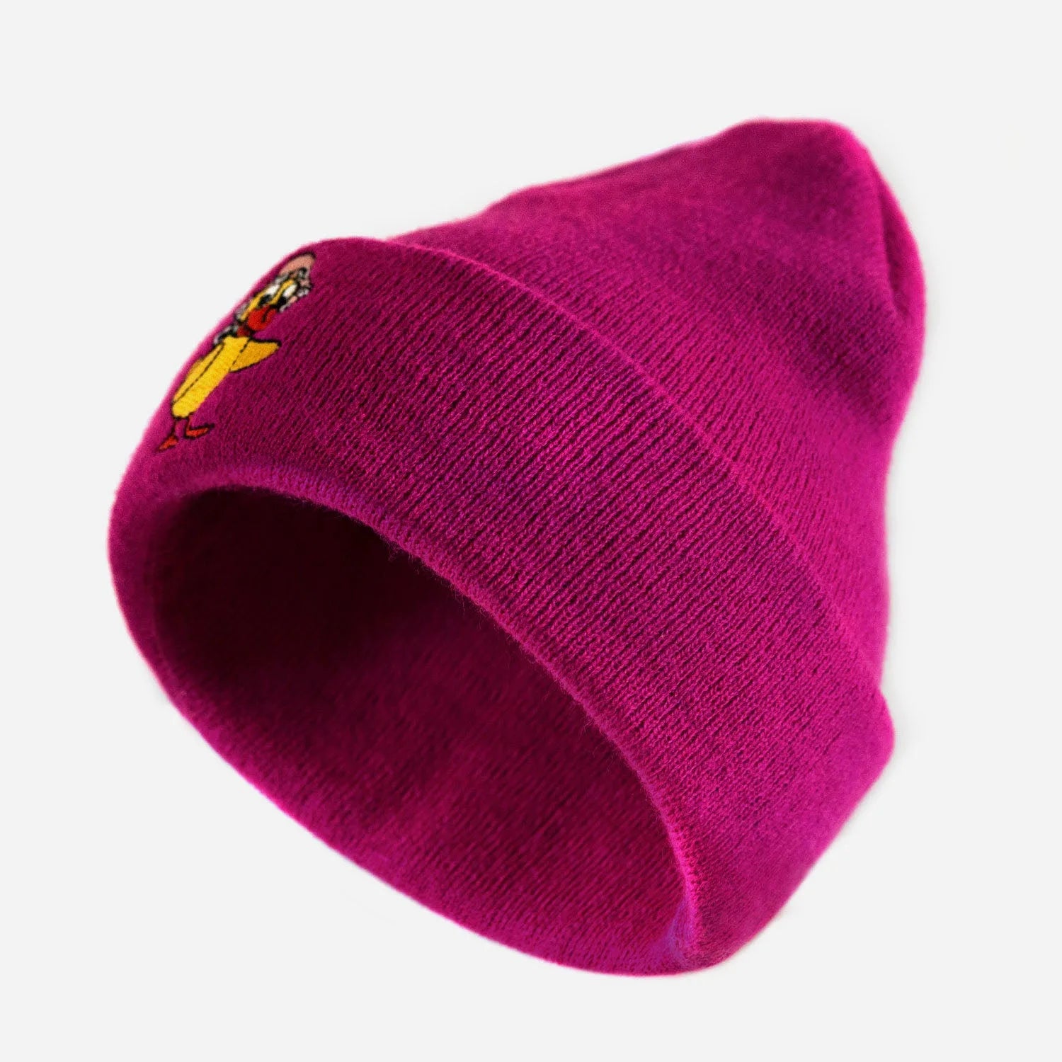 Kuschelig warmer Beanie mit Schnatterinchen in der Farbe beere/pink Seitenansicht