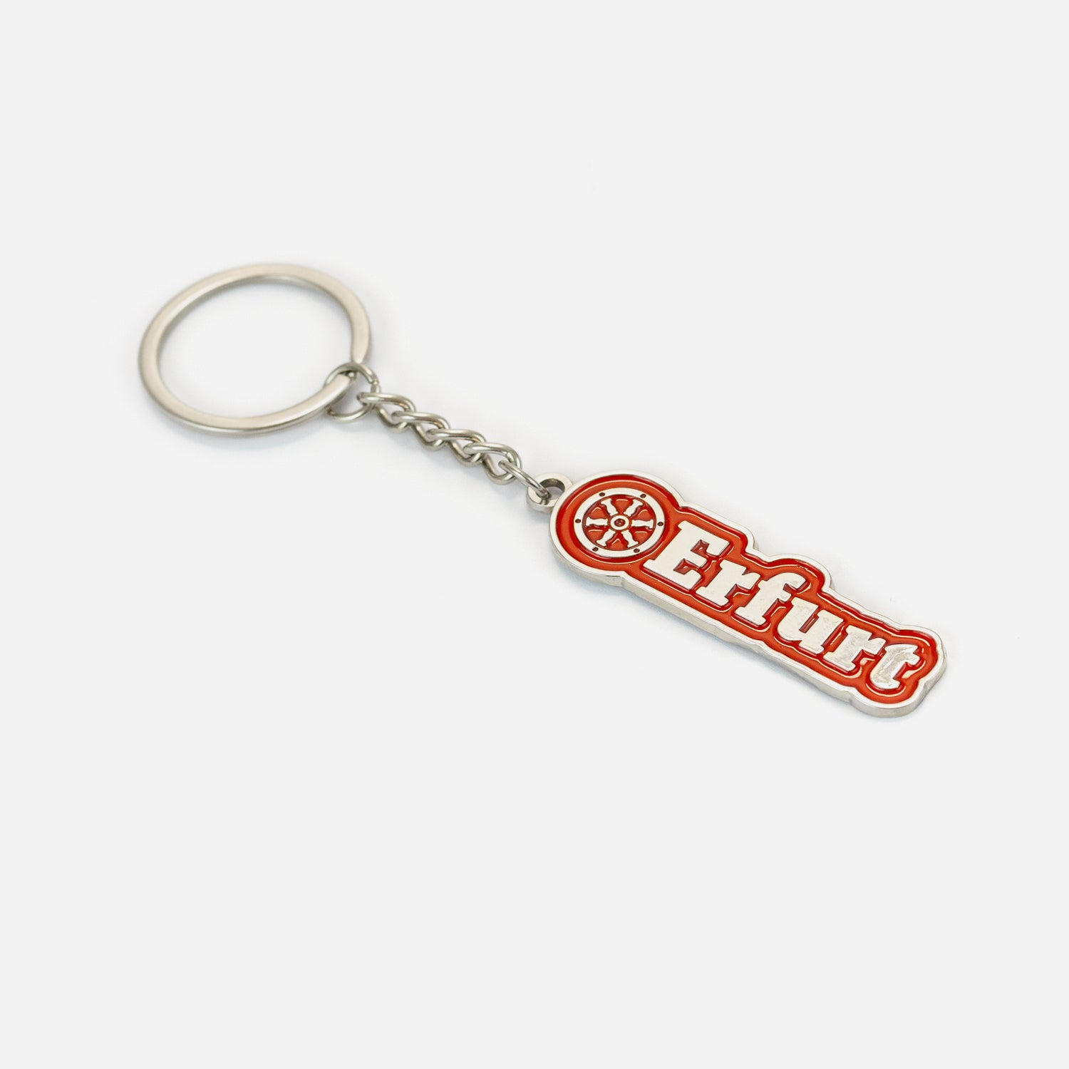 12cm langer Schlüsselanhänger Erfurter Rad rot liegend