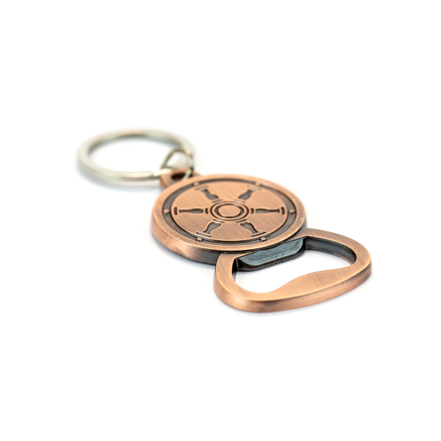 9,5cm langer Flaschenöffner mit Schlüsselring Kupfer antik