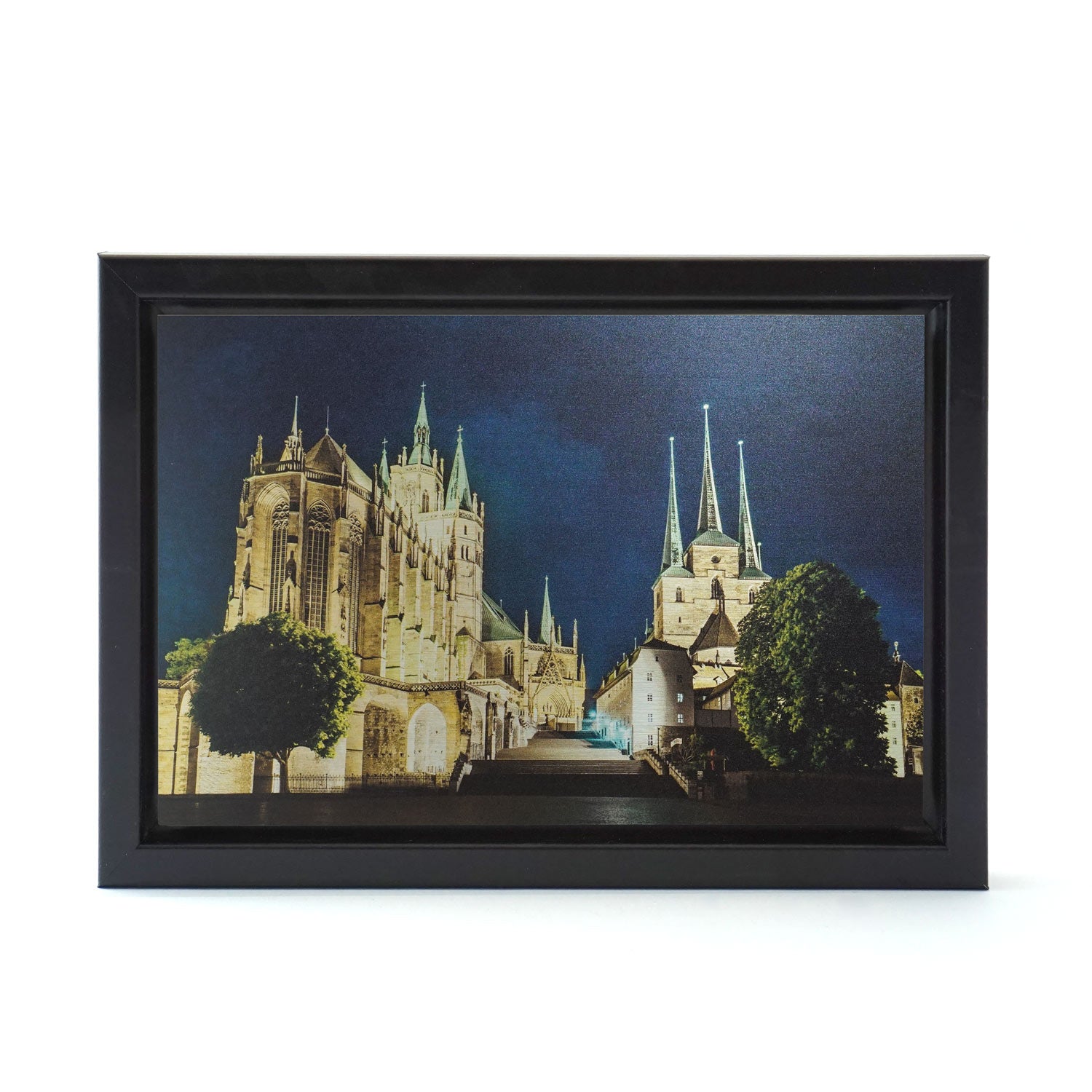 Wandbild Dom bei Nacht 13cm x 18cm in schwarzem Rahmen