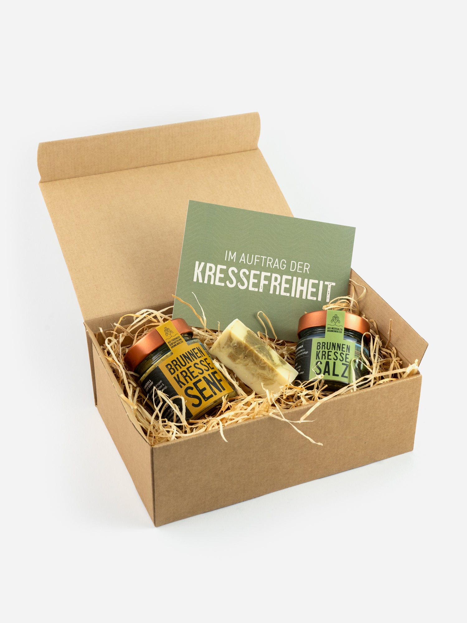 Brunnenkresse Geschenkbox Senf Salz und Seife