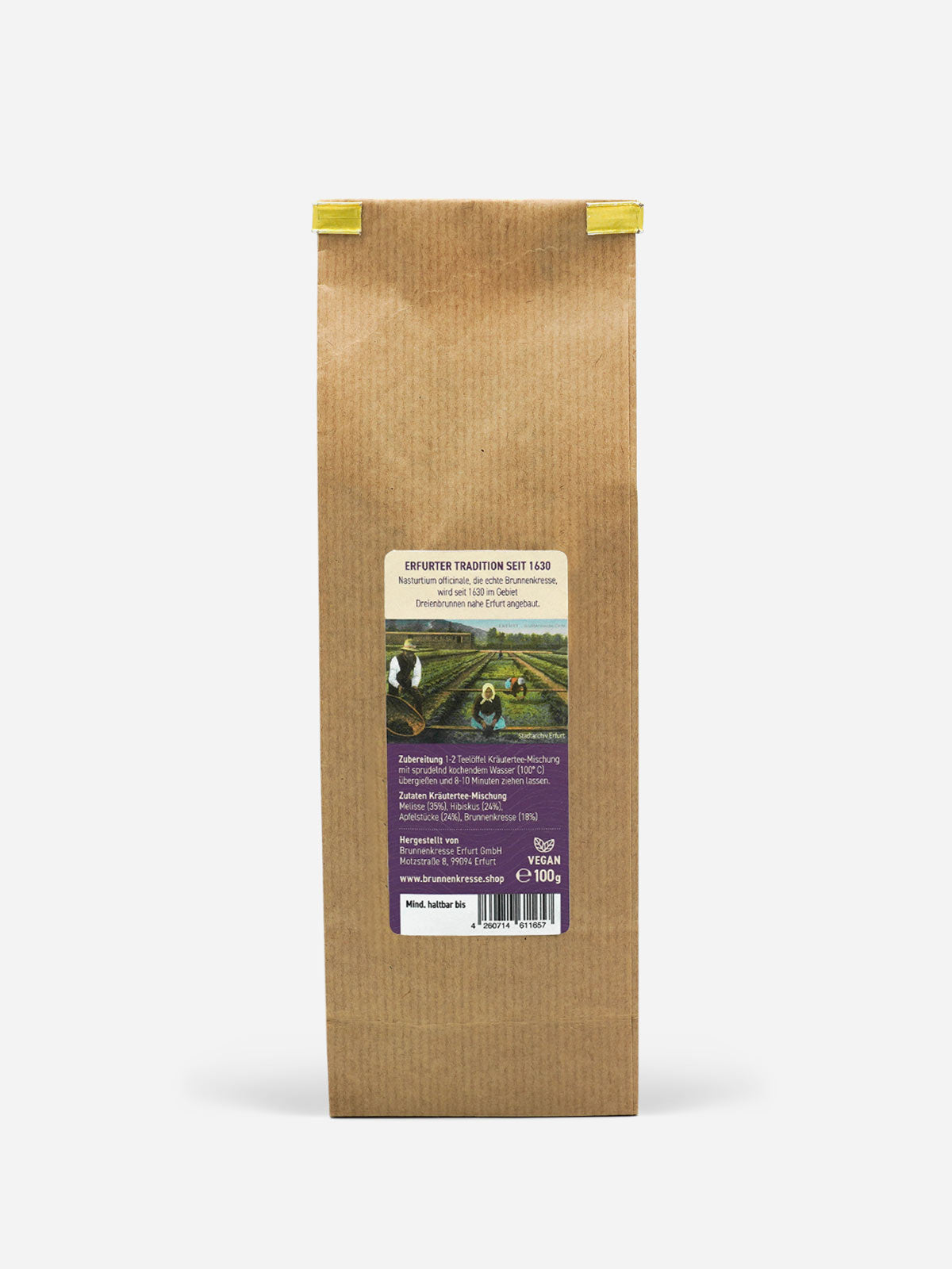 Brunnenkresse Tee - aromatischer Kräutertee aus Erfurter Brunnenkresse, Hibiskus, Melisse und Apfel