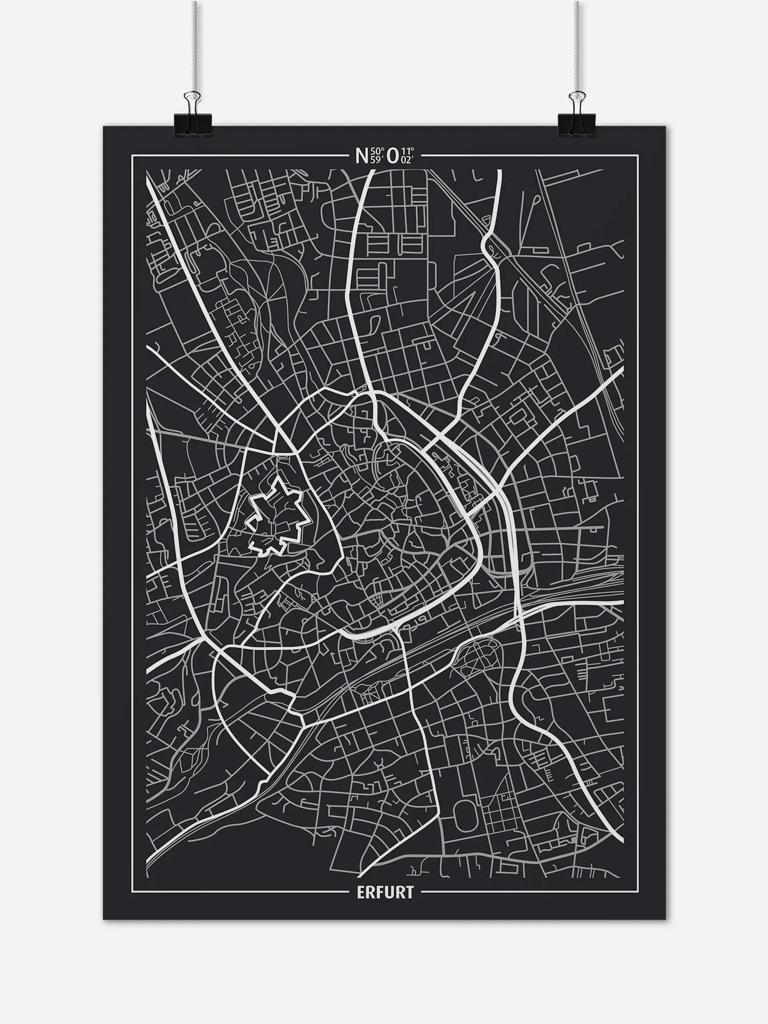 Poster Erfurt Strassennetz 60cm x 40cm