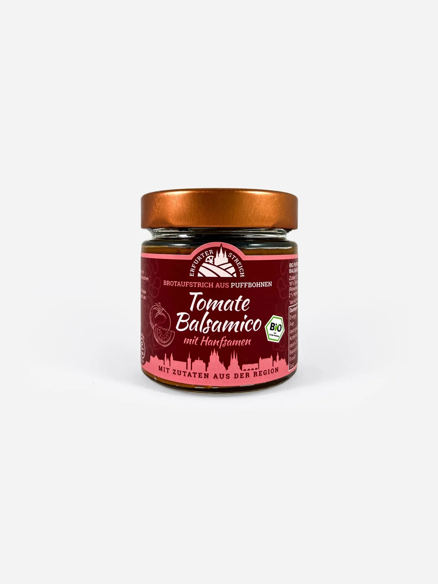 Puffbohnenaufstrich Tomate Balsamico mit Hanfsamen Erfurter Streich