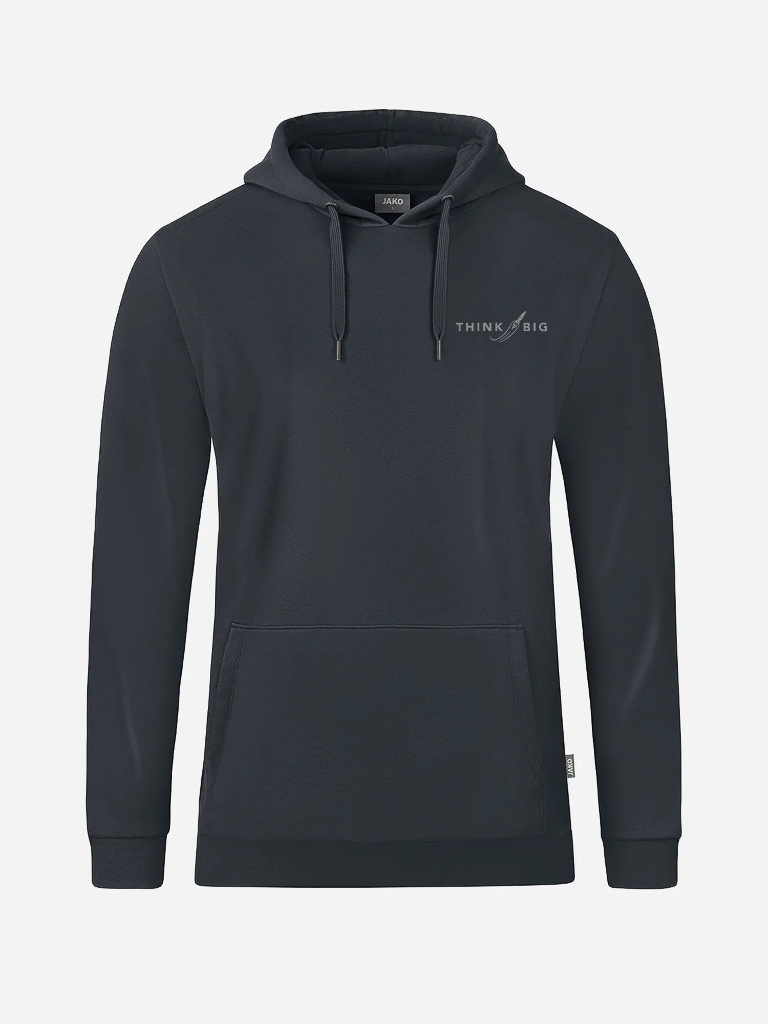Unisex Hoodie in anthrazit mit farblich leicht abgesetztem Schriftzug Think Big der Basketball Rockets Gotha