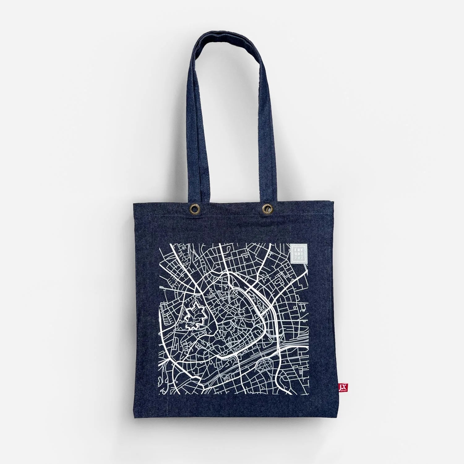 Jeansbeutel mit dem Stadtplan von Erfurt