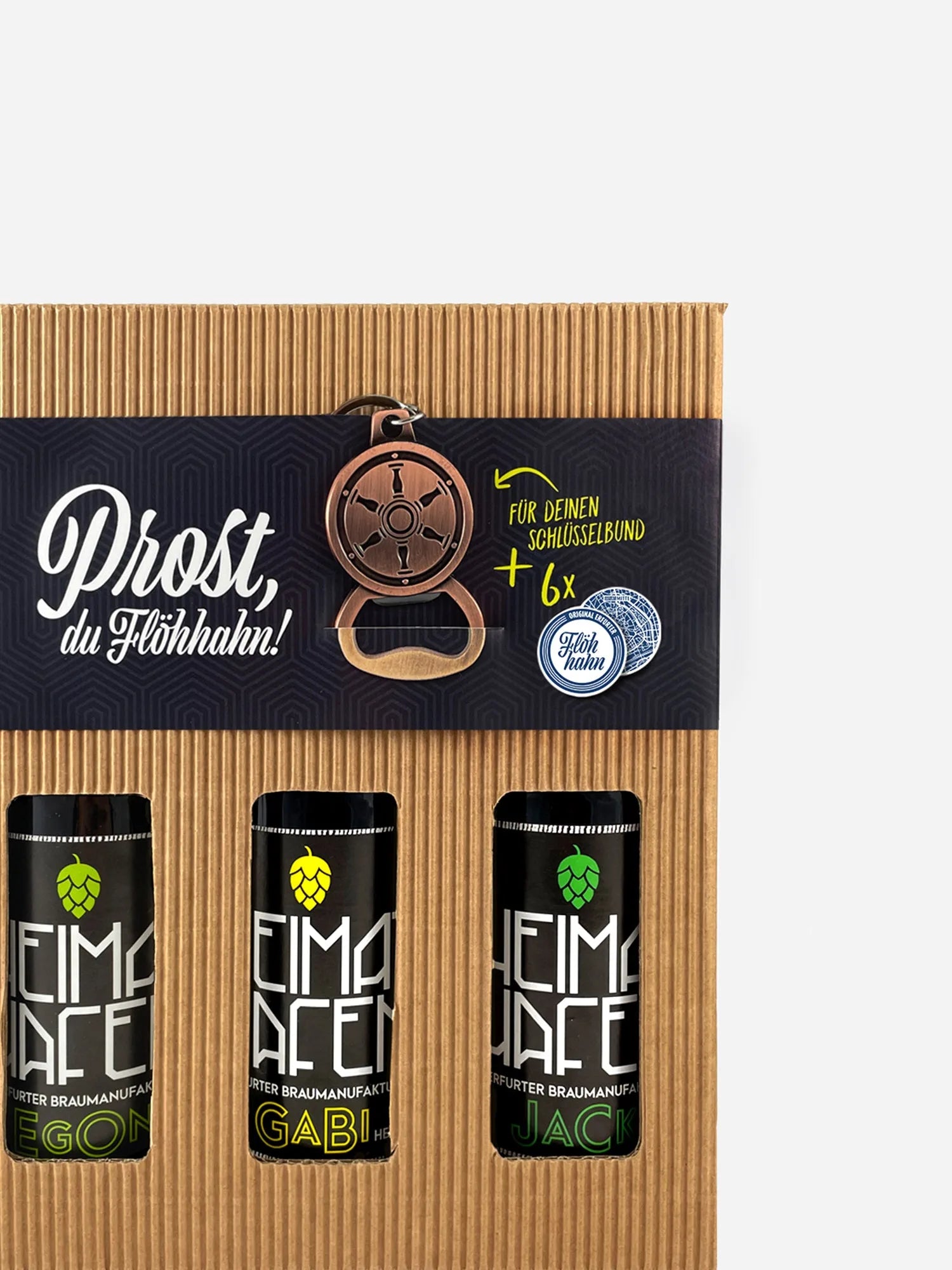 Heimathafen Braumanufaktur Geschenkset mit Bierdeckeln und Flaschenöffner