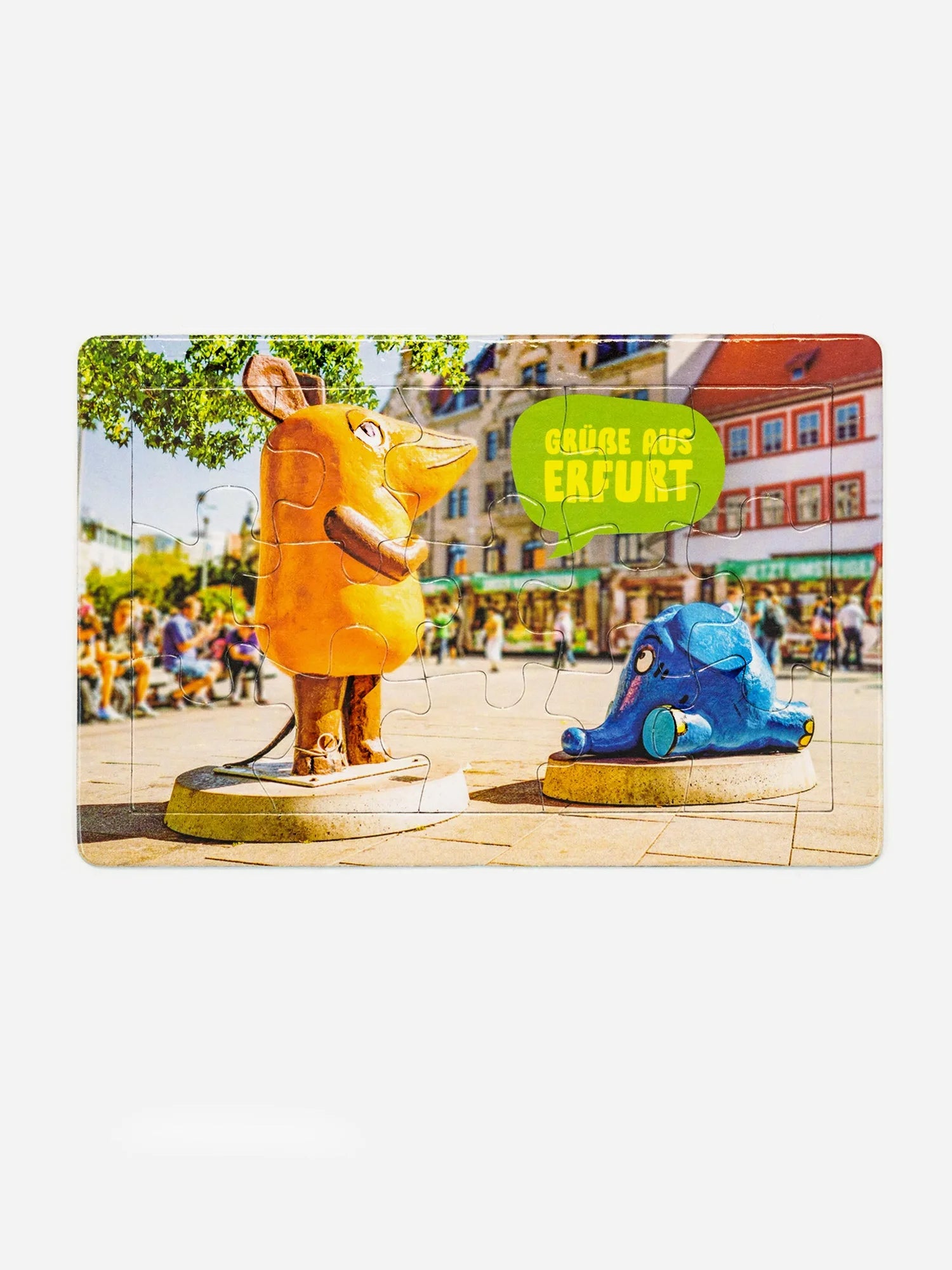Puzzle Postkarte Maus und Elefant in Erfurt Gesamtansicht