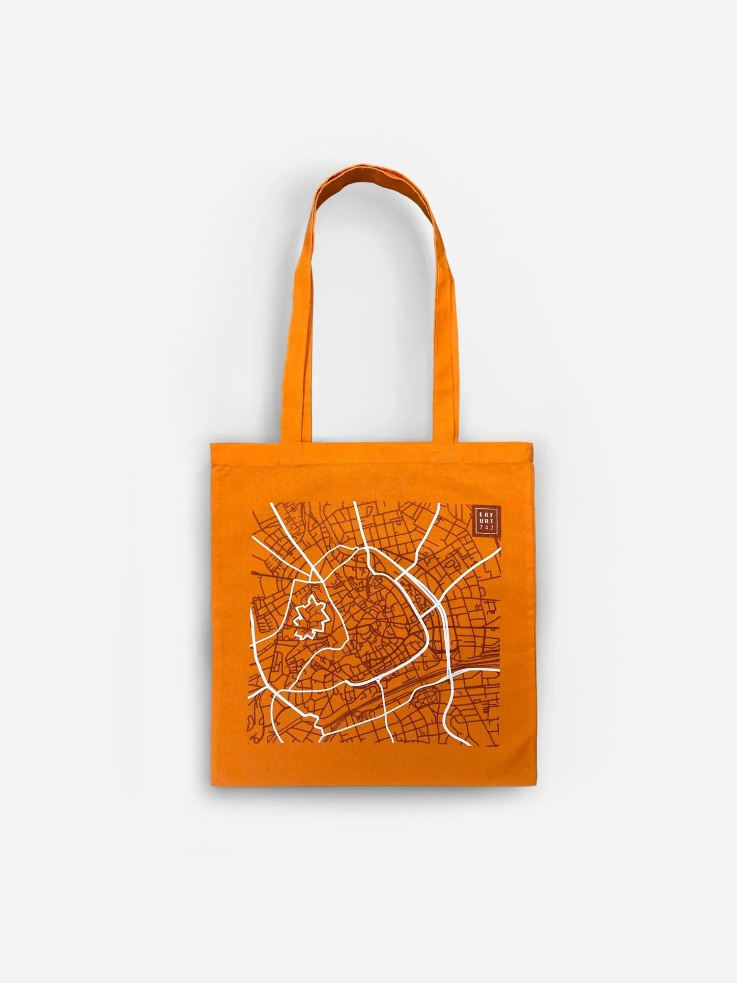 Baumwollbeutel mit Stadtplan von Erfurt in orange