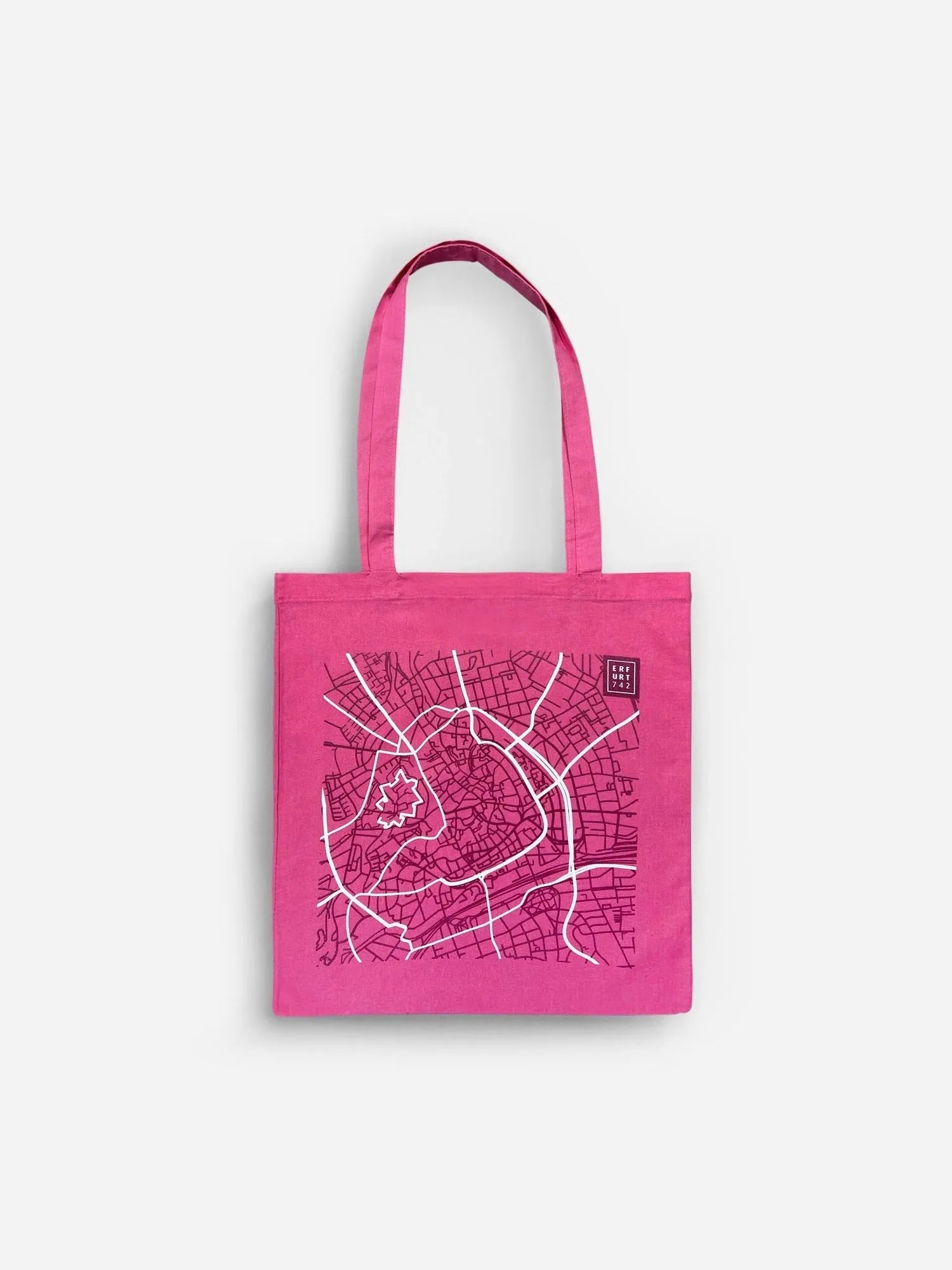 Stadtplan Erfurter Innenstadt auf Baumwollbeutel in pink