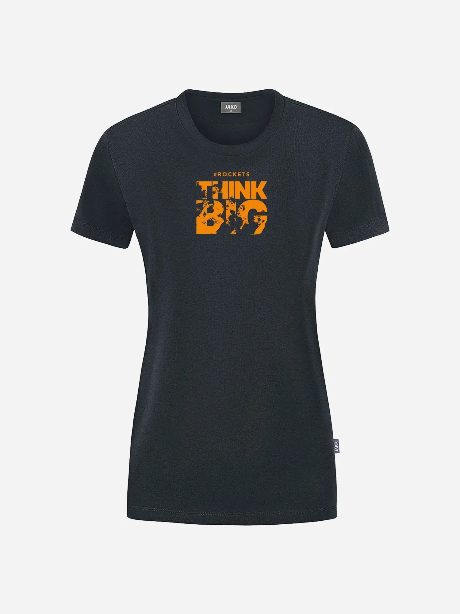T-Shirt EMOTION Damen in anthrazit mit orangenem Print