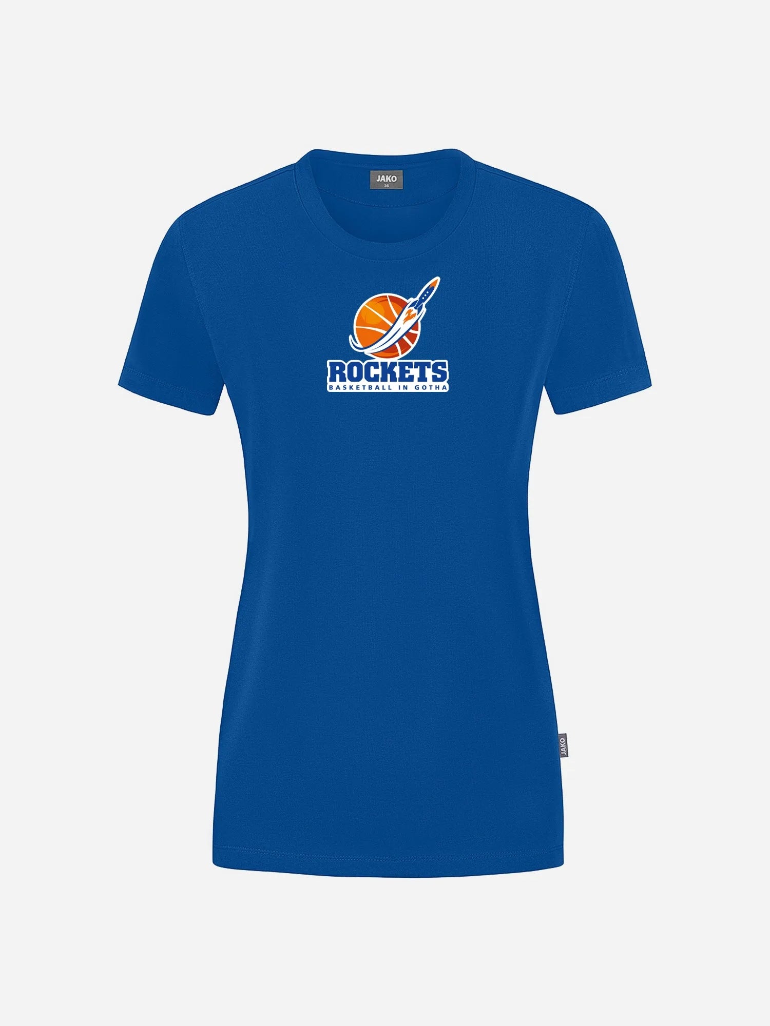 Royalblaues Damen T-Shirt LOGO mit dem Logo der Rockets Basketball in Gotha