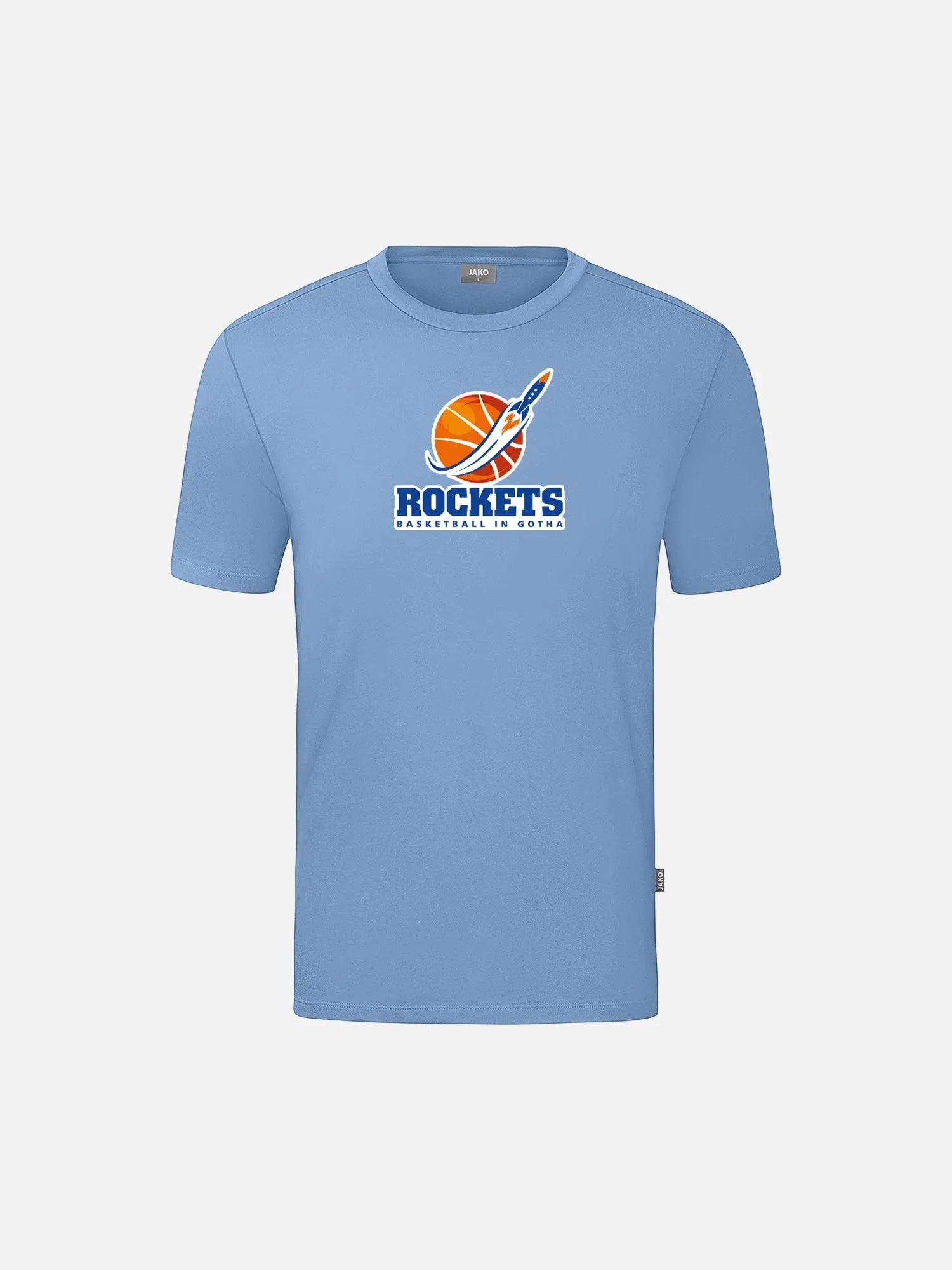 Eisblaues T-Shirt für Kids mit dem Logo der Basketball Rockets Gotha