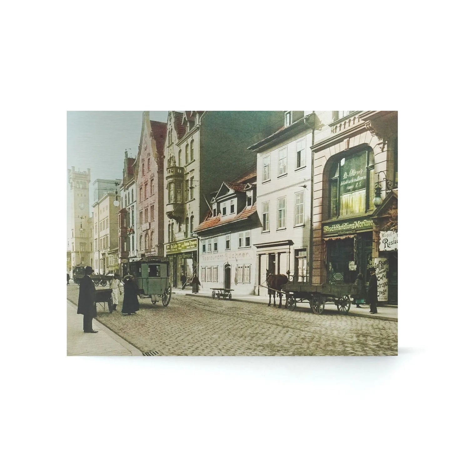 Historisches Wandbild aus Metall Bahnhofstrasse in Erfurt 30cm x 40cm ohne Rahmen