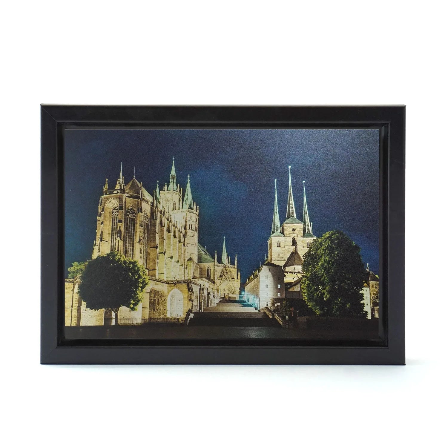 Wandbild Dom bei Nacht 13cm x 18cm in schwarzem Rahmen