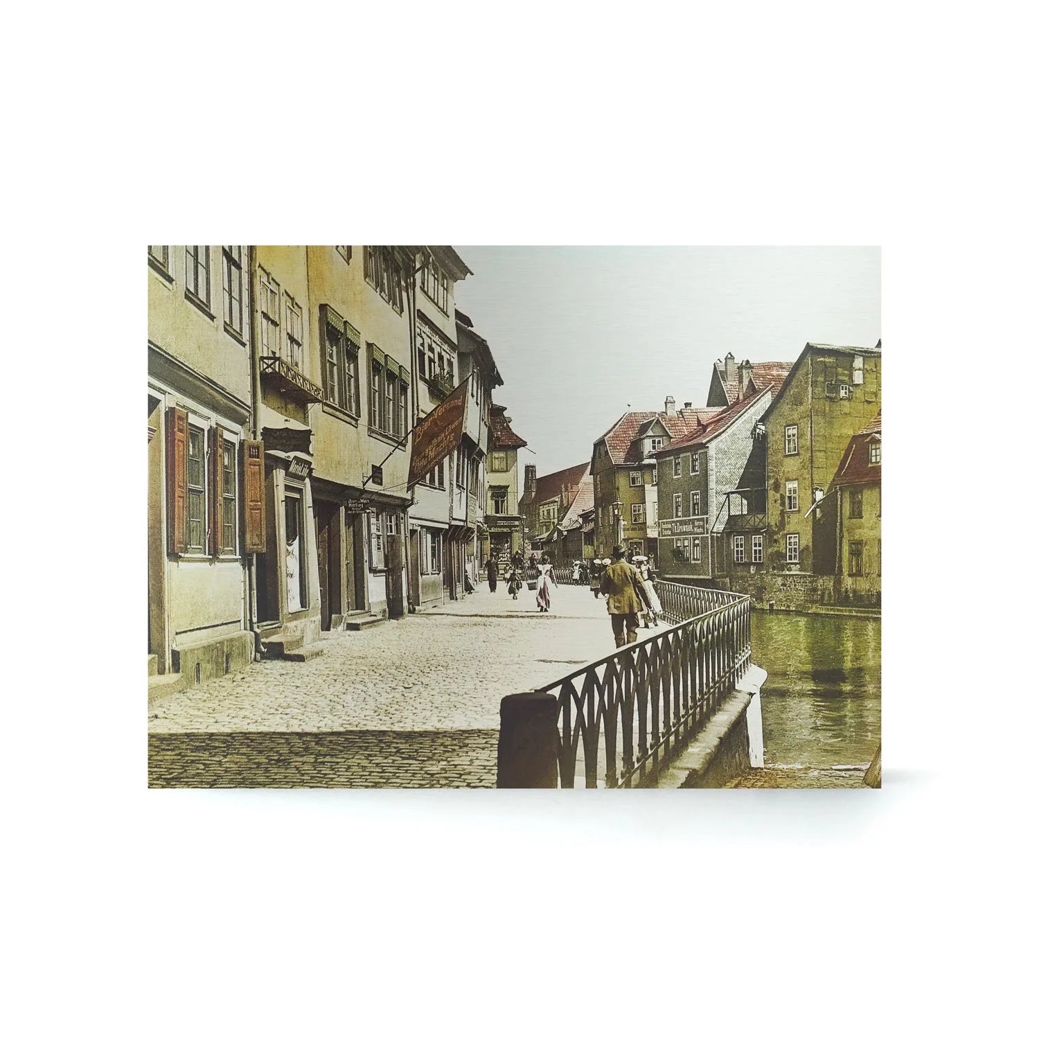Historisches Wandbild aus Metall Fischersand Erfurt 30cm x 40cm ohne Rahmen