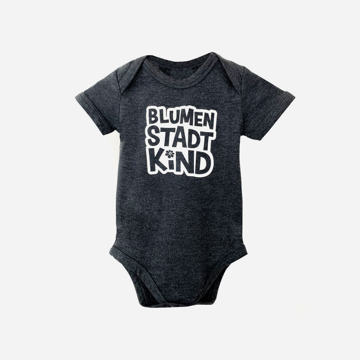 Babybody 6-12 Monate Blumenstadtkind in grau