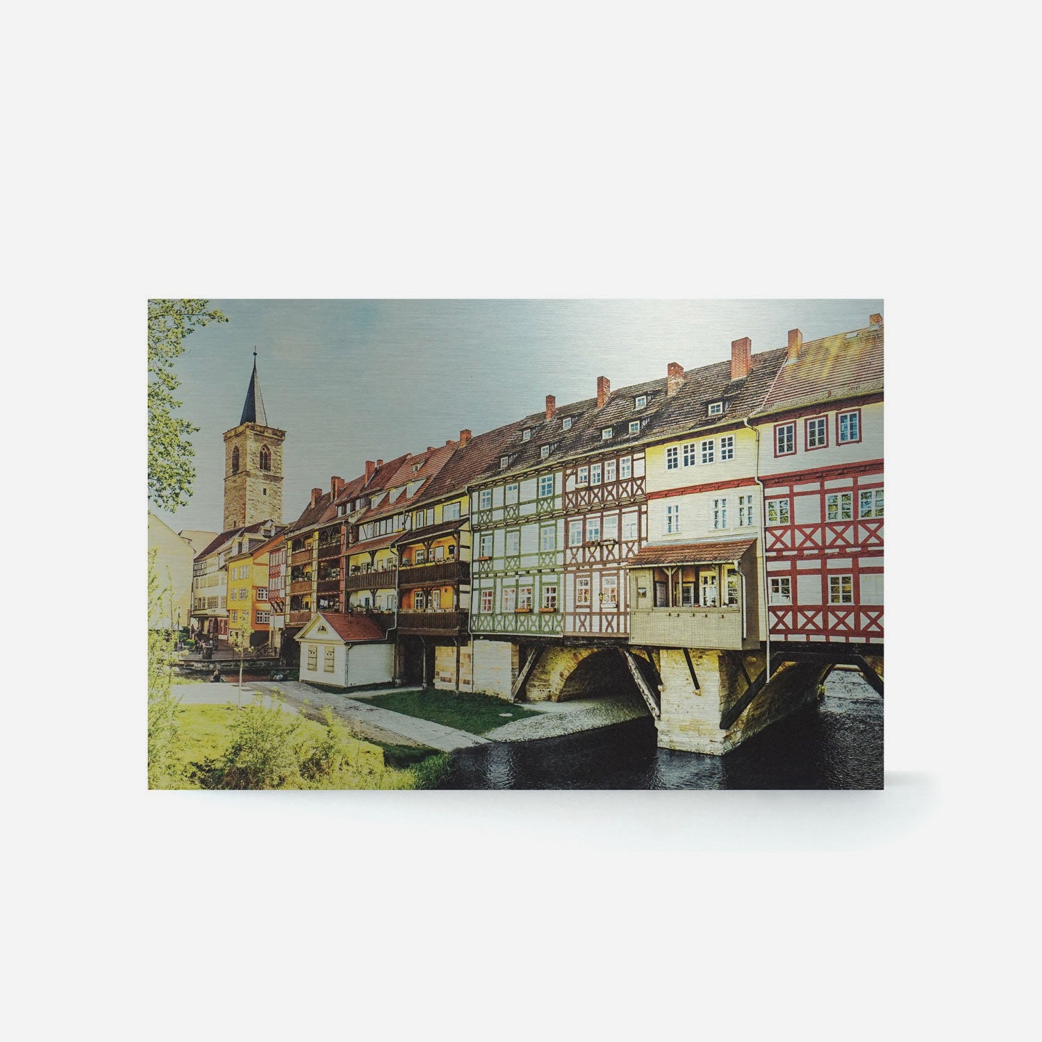 Wandbild aus Metall Krämerbrücke bei Tag 13cm x 18cm ohne Rahmen